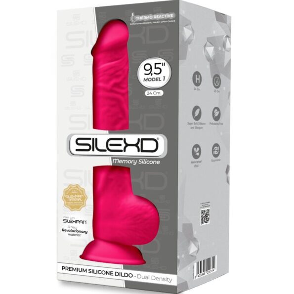 SILEXD - MODÈLE 1 PÉNIS RÉALISTE PREMIUM SILEXPAN SILICONE FUCHSIA 24 CM-SILEXD-sextoys-lingerie-bdsm-hygiène-sexshop