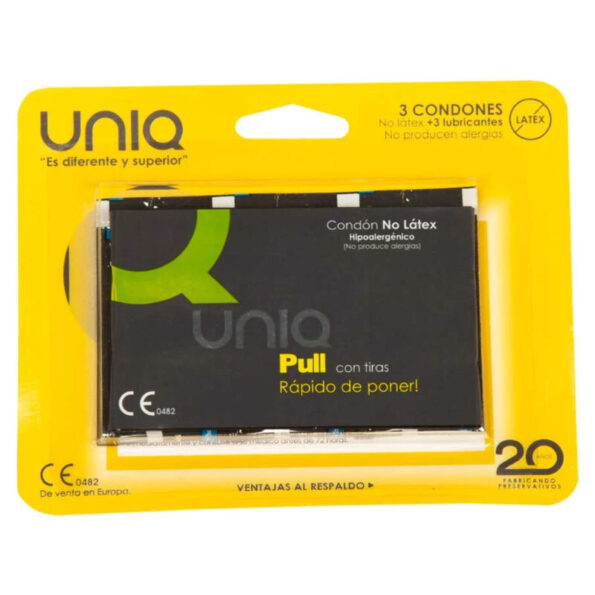 UNIQ - PULL PRESERVATIFS SANS LATEX AVEC BANDES 3 UNITES-UNIQ-sextoys-lingerie-bdsm-hygiène-sexshop