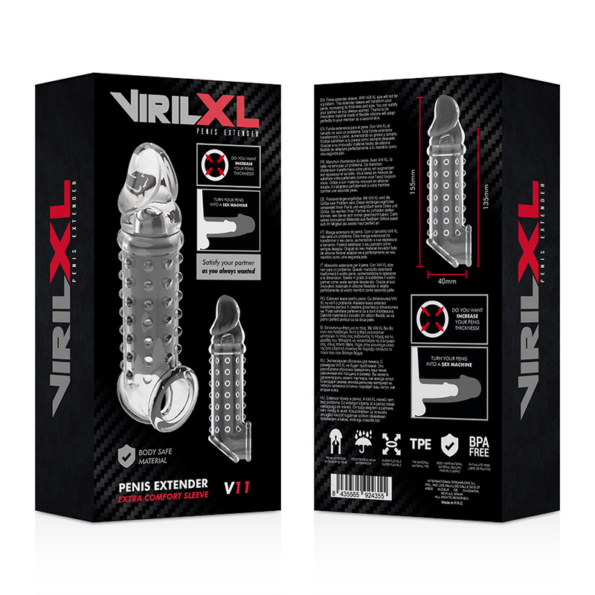 VIRILXL - EXTENSION DE PÉNIS ET GAINE V11 TRANSPARENTE-VIRILXL-sextoys-lingerie-bdsm-hygiène-sexshop