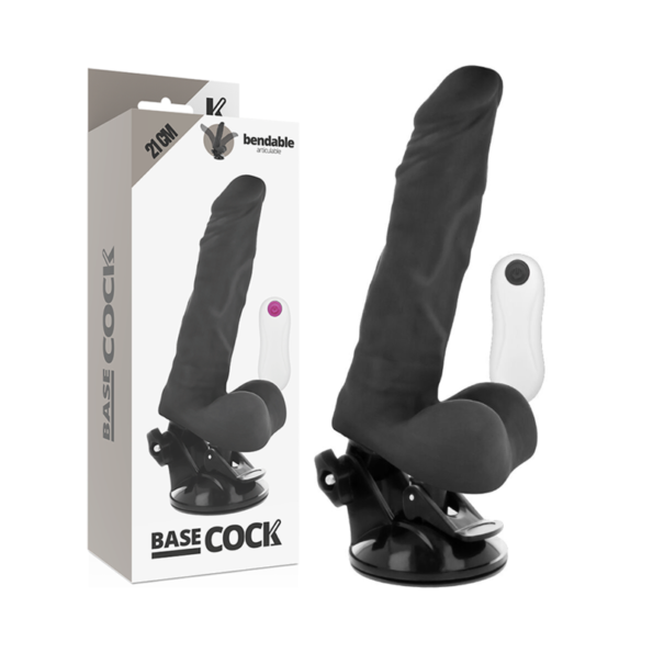 BASECOCK - VIBRATEUR ARTICULABLE TÉLÉCOMMANDE NOIR 21 CM -O- 5 CM-BASECOCK-sextoys-lingerie-bdsm-hygiène-sexshop