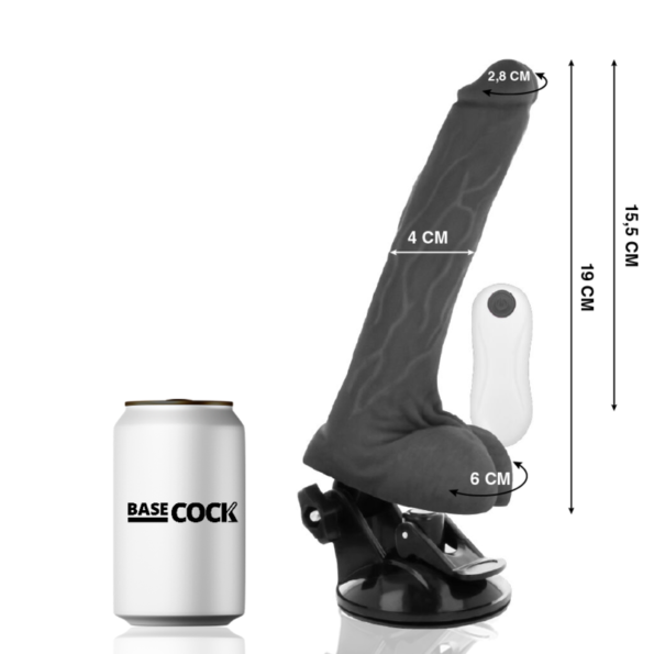 BASECOCK - VIBRATEUR RÉALISTE TÉLÉCOMMANDE NOIR 19 CM -O- 4 CM-BASECOCK-sextoys-lingerie-bdsm-hygiène-sexshop