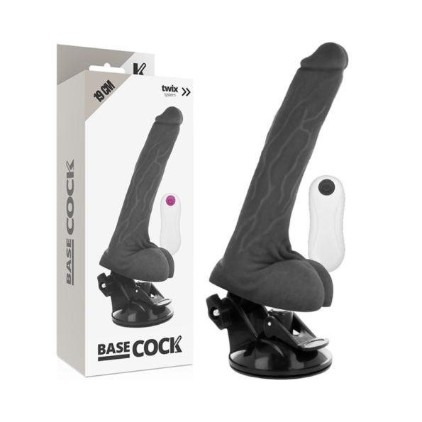 BASECOCK - VIBRATEUR RÉALISTE TÉLÉCOMMANDE NOIR 19 CM -O- 4 CM-BASECOCK-sextoys-lingerie-bdsm-hygiène-sexshop