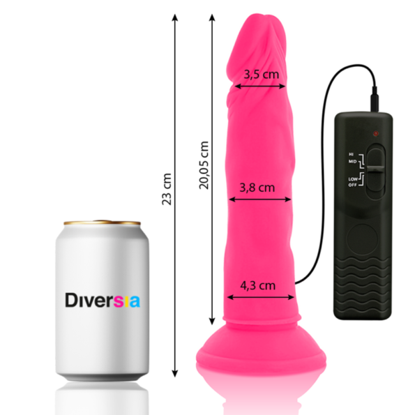 DIVERSIA - DILDO SOUPLE AVEC VIBRATION ROSE 23 CM -O- 4.3 CM-DIVERSIA-sextoys-lingerie-bdsm-hygiène-sexshop