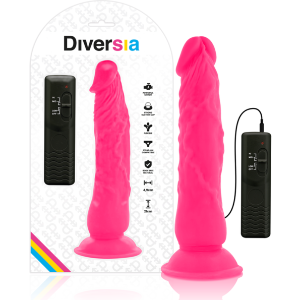 DIVERSIA - DILDO VIBRANT FLEXIBLE ROSE 21 CM -O- 4.9 CM-DIVERSIA-sextoys-lingerie-bdsm-hygiène-sexshop