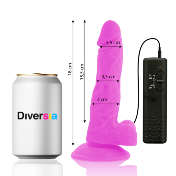 DIVERSIA - DILDO VIBRANT FLEXIBLE VIOLET 18 CM -O- 4 CM-DIVERSIA-sextoys-lingerie-bdsm-hygiène-sexshop