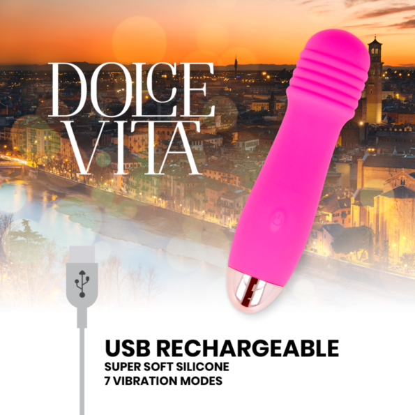 DOLCE VITA - VIBRATEUR RECHARGEABLE TROIS ROSE 7 VITESSES-DOLCE VITA-sextoys-lingerie-bdsm-hygiène-sexshop