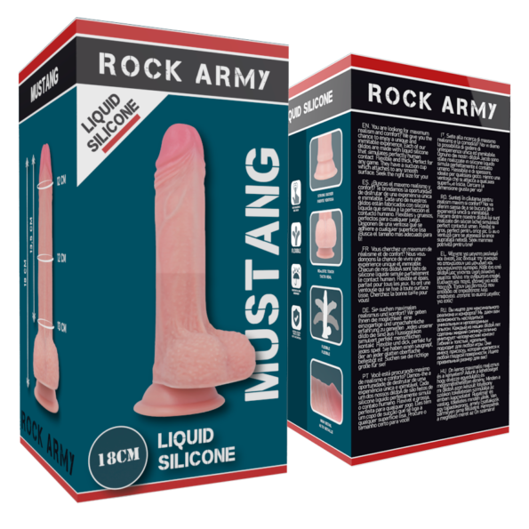 ROCKARMY - SILICONE LIQUIDE PREMIUM MUSTANG RÉALISTE 18 CM -O- 4.14 CM-ROCK ARMY-sextoys-lingerie-bdsm-hygiène-sexshop