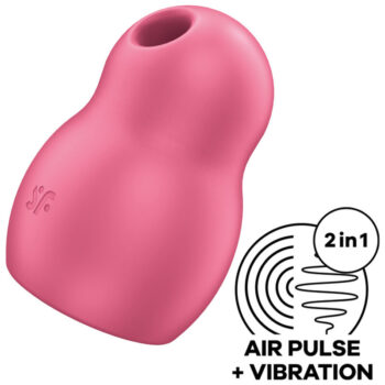 SATISFYER - STIMULATEUR ET VIBRATEUR DOUBLE AIR PULSE PRO TO GO 1 ROUGE-SATISFYER AIR PULSE-sextoys-lingerie-bdsm-hygiène-sexshop