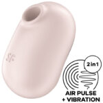 SATISFYER - STIMULATEUR ET VIBRATEUR DOUBLE AIR PULSE PRO TO GO 2 BEIGE-SATISFYER AIR PULSE-sextoys-lingerie-bdsm-hygiène-sexshop