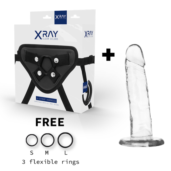 X RAY - HARNAIS + BITE TRANSPARENT 18 CM -O- 4 CM-X RAY-sextoys-lingerie-bdsm-hygiène-sexshop