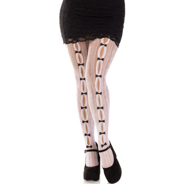 LEG AVENUE - BAS AVEC OUVERTURES COEUR & NOEUDS BLANCS-LEG AVENUE HOSIERY-sextoys-lingerie-bdsm-hygiène-sexshop