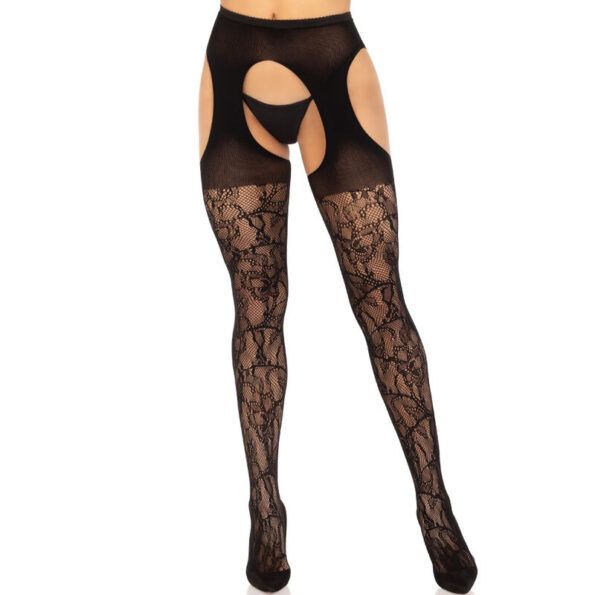 LEG AVENUE - BAS JARRETIÈRE DENTELLE NOIR-LEG AVENUE HOSIERY-sextoys-lingerie-bdsm-hygiène-sexshop