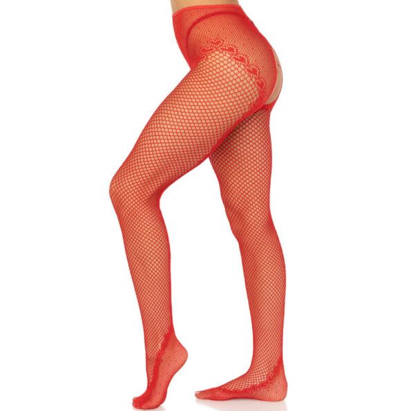 LEG AVENUE - BAS RÉSILLE SANS CROCHLES ROUGE-LEG AVENUE HOSIERY-sextoys-lingerie-bdsm-hygiène-sexshop