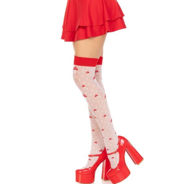 LEG AVENUE - CHAUSSETTES HAUTES CHAMPIGNON ROUGE/BLANC-LEG AVENUE HOSIERY-sextoys-lingerie-bdsm-hygiène-sexshop