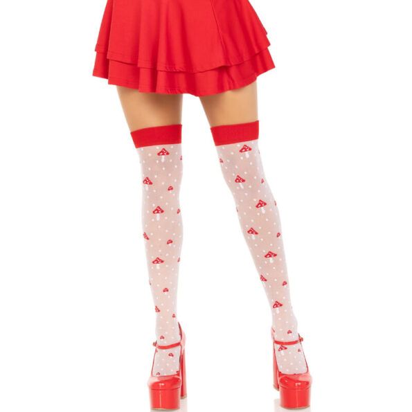 LEG AVENUE - CHAUSSETTES HAUTES CHAMPIGNON ROUGE/BLANC-LEG AVENUE HOSIERY-sextoys-lingerie-bdsm-hygiène-sexshop