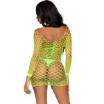 LEG AVENUE – ROBE EN RÉSILLE À MANCHES LONGUES VERT TAILLE UNIQUE