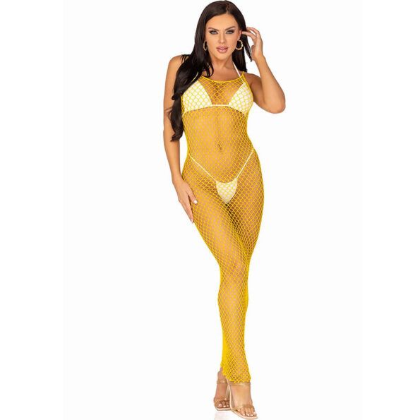 LEG AVENUE - ROBE LONGUE FILET JAUNE TAILLE UNIQUE-LEG AVENUE DRESSES-sextoys-lingerie-bdsm-hygiène-sexshop