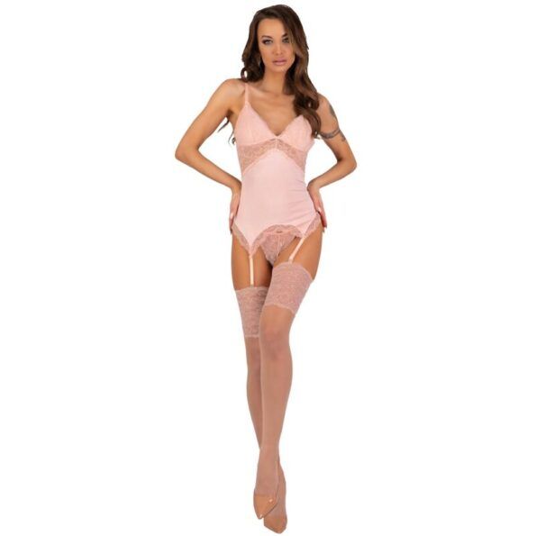 LIVCO CORSETTI FASHION - ENSEMBLE PERSINNE PÊCHE CORSET + CULOTTE + BAS-LIVCO CORSETTI SETS-sextoys-lingerie-bdsm-hygiène-sexshop