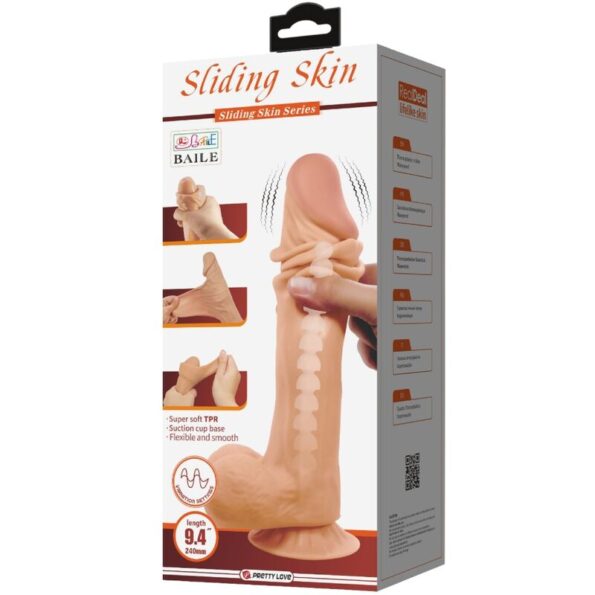 PRETTY LOVE - SÉRIE SLIDING SKIN GODE RÉALISTE AVEC VENTOUSE SLIDING SKIN TÉLÉCOMMANDE FLESH 24 CM-PRETTY LOVE HIGH GRADE-sextoys-lingerie-bdsm-hygiène-sexshop