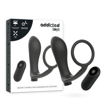 ADDICTED TOYS - ANNEAU PÉNIS AVEC TÉLÉCOMMANDE PLUG ANAL NOIR RECHARGEABLE-ADDICTED TOYS-sextoys-lingerie-bdsm-hygiène-sexshop