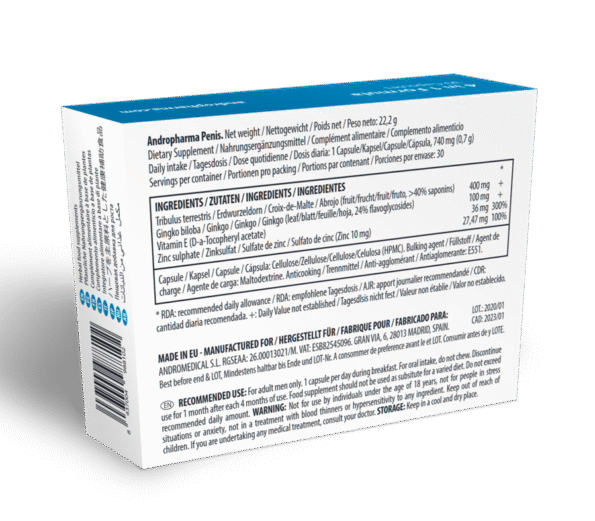 ANDROPHARMA PENIS - SUPPLÉMENT D''AGRANDISSEMENT DU PÉNIS-ANDRO MEDICAL-sextoys-lingerie-bdsm-hygiène-sexshop