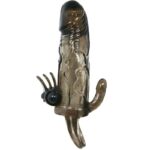 BAILE – COUVRE-PÉNIS BRAVE MAN AVEC STIMULATION CLITO ET ANAL DOUBLE BULLET NOIR 16.5 CM
