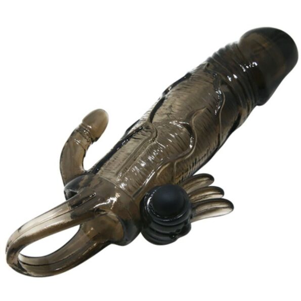 BAILE - COUVRE-PÉNIS BRAVE MAN AVEC STIMULATION CLITO ET ANAL DOUBLE BULLET NOIR 16.5 CM-BAILE FOR HIM-sextoys-lingerie-bdsm-hygiène-sexshop