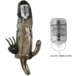 BAILE – COUVRE-PÉNIS BRAVE MAN AVEC STIMULATION CLITO ET ANAL DOUBLE BULLET NOIR 16.5 CM