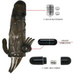 BAILE – COUVRE-PÉNIS BRAVE MAN AVEC STIMULATION CLITO ET ANAL DOUBLE BULLET NOIR 16.5 CM
