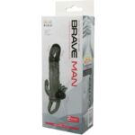 BAILE – COUVRE-PÉNIS BRAVE MAN AVEC STIMULATION CLITO ET ANAL DOUBLE BULLET NOIR 16.5 CM