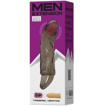 BAILE - GAINE DEXTENSION DE PÉNIS AVEC VIBRATION ET SANGLE POUR TESTICULES 13.5 CM-BAILE FOR HIM-sextoys-lingerie-bdsm-hygiène-sexshop
