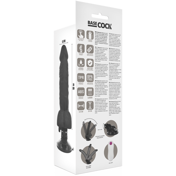 BASECOCK - VIBRATEUR ARTICULABLE TÉLÉCOMMANDE NOIR 20 CM -O- 4.5 CM-BASECOCK-sextoys-lingerie-bdsm-hygiène-sexshop