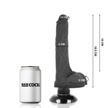 BASECOCK - VIBRATEUR RÉALISTE 2-1 NOIR 18.5 CM -O- 4 CM-BASECOCK-sextoys-lingerie-bdsm-hygiène-sexshop