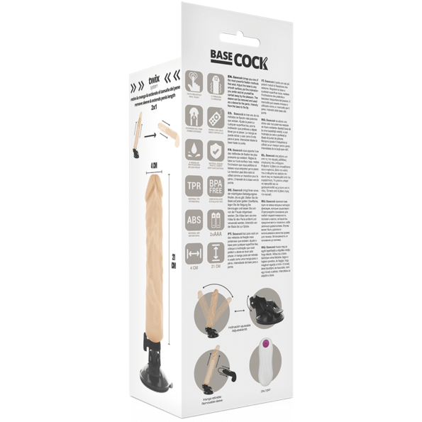 BASECOCK - VIBRATEUR RÉALISTE TÉLÉCOMMANDE NATUREL 21 CM -O- 4 CM-BASECOCK-sextoys-lingerie-bdsm-hygiène-sexshop