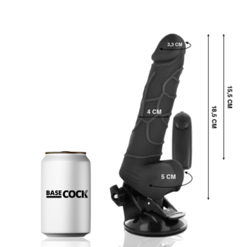 BASECOCK - VIBRATEUR RÉALISTE TÉLÉCOMMANDE NOIR 18.5 CM -O- 4CM-BASECOCK-sextoys-lingerie-bdsm-hygiène-sexshop