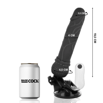 BASECOCK - VIBRATEUR RÉALISTE TÉLÉCOMMANDE NOIR 19.5 CM -O- 4 CM-BASECOCK-sextoys-lingerie-bdsm-hygiène-sexshop