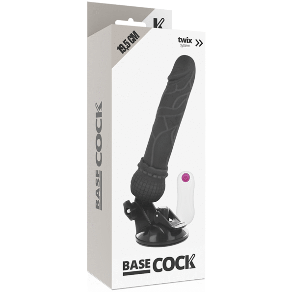 BASECOCK - VIBRATEUR RÉALISTE TÉLÉCOMMANDE NOIR 19.5 CM -O- 4 CM-BASECOCK-sextoys-lingerie-bdsm-hygiène-sexshop