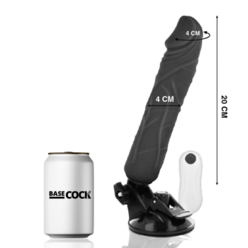 BASECOCK - VIBRATEUR RÉALISTE TÉLÉCOMMANDE NOIR 20 CM -O- 4 CM-BASECOCK-sextoys-lingerie-bdsm-hygiène-sexshop