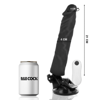 BASECOCK - VIBRATEUR RÉALISTE TÉLÉCOMMANDE NOIR 21 CM -O- 4 CM-BASECOCK-sextoys-lingerie-bdsm-hygiène-sexshop