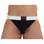 BURN - 004 JOCK NOIR BRILLANT / BLANC M-BURN-sextoys-lingerie-bdsm-hygiène-sexshop