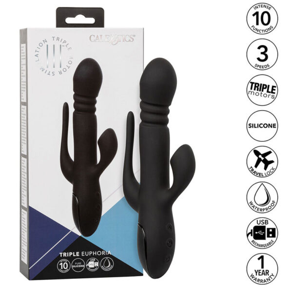 CALEXOTICS - VIBRATEUR TRIPLE EUPHORIA NOIR-CALEXOTICS-sextoys-lingerie-bdsm-hygiène-sexshop
