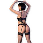 CHILIROSE – CR 4625 ENSEMBLE QUATRE PIÈCES SANS CROTCHLESS NOIR S