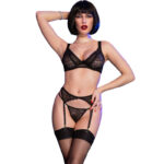 CHILIROSE - CR 4692 ENSEMBLE QUATRE PIÈCES NOIR S-CHILIROSE SETS-sextoys-lingerie-bdsm-hygiène-sexshop