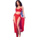 CHILIROSE - CR 4850 ENSEMBLE TOP ET LEGGINGS ROUGE AVEC ACCESSOIRES DORÉS S-CHILIROSE SETS-sextoys-lingerie-bdsm-hygiène-sexshop