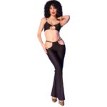 CHILIROSE - CR 4851 ENSEMBLE TOP ET LEGGINGS NOIRS AVEC ACCESSOIRES DORÉS L-CHILIROSE SETS-sextoys-lingerie-bdsm-hygiène-sexshop