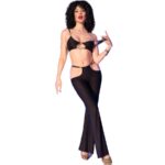 CHILIROSE – CR 4851 ENSEMBLE TOP ET LEGGINGS NOIRS AVEC ACCESSOIRES DORÉS L