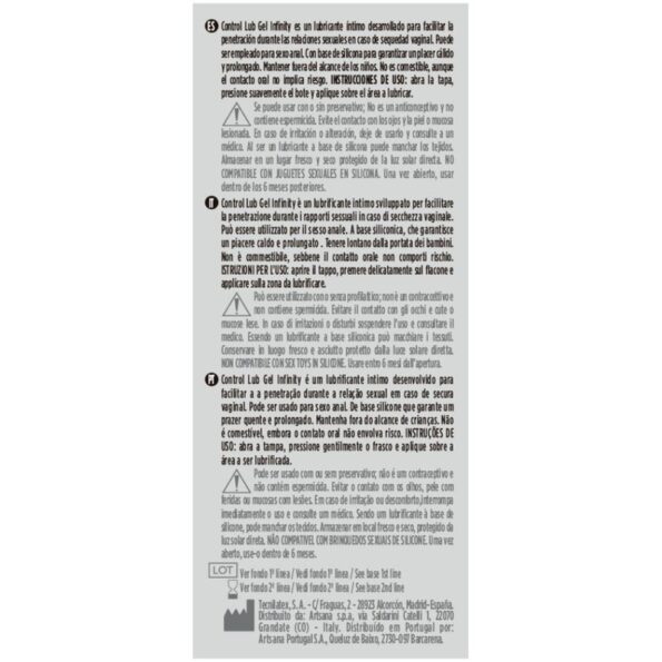 CONTROL - LUBRIFIANT  BASE DE SILICONE INFINITY 75 ML-CONTROL LUBES-sextoys-lingerie-bdsm-hygiène-sexshop