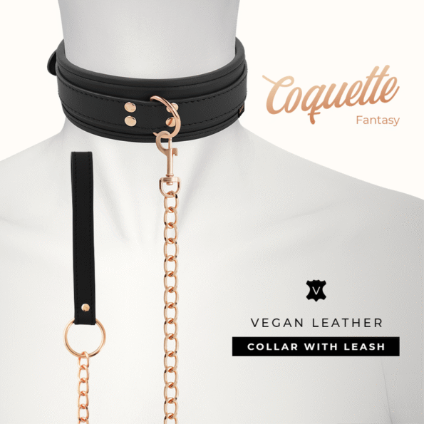 COQUETTE CHIC DESIRE - COLLIER FANTAISIE EN CUIR VÉGAN AVEC BRACELET ET DOUBLURE EN NÉOPRÈNE-COQUETTE FANTASY-sextoys-lingerie-bdsm-hygiène-sexshop