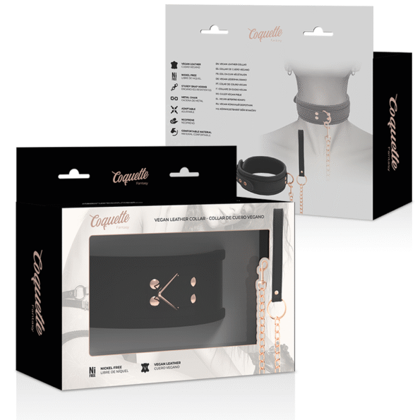 COQUETTE CHIC DESIRE - COLLIER FANTAISIE EN CUIR VÉGAN AVEC BRACELET ET DOUBLURE EN NÉOPRÈNE-COQUETTE FANTASY-sextoys-lingerie-bdsm-hygiène-sexshop
