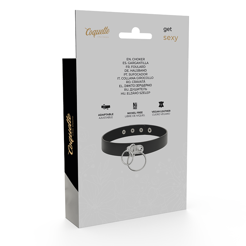COQUETTE CHIC DESIRE - RAS DE COU DOUBLE ANNEAU EN CUIR VÉGAN COQUETTE CHIC DESIRE - RAS DE COU DOUBLE ANNEAU EN CUIR VÉGAN-COQUETTE ACCESSORIES-sextoys-lingerie-bdsm-hygiène-sexshop